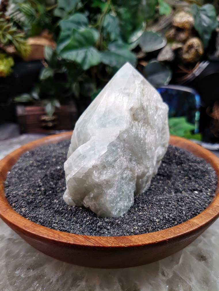 Semi Polished Aquamarine Generator/Obelisk/Tower from Brazil for Crystal Healing / 428g / Reiki / Meditation / Home & Altar Decor