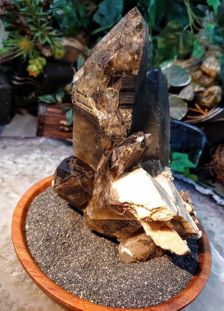 Rare, Large Smoky Quartz Cluster with Microcline Feldspar from Świdnica County, Poland for Home Decor / 1,622g / Collection / Large Cabinet