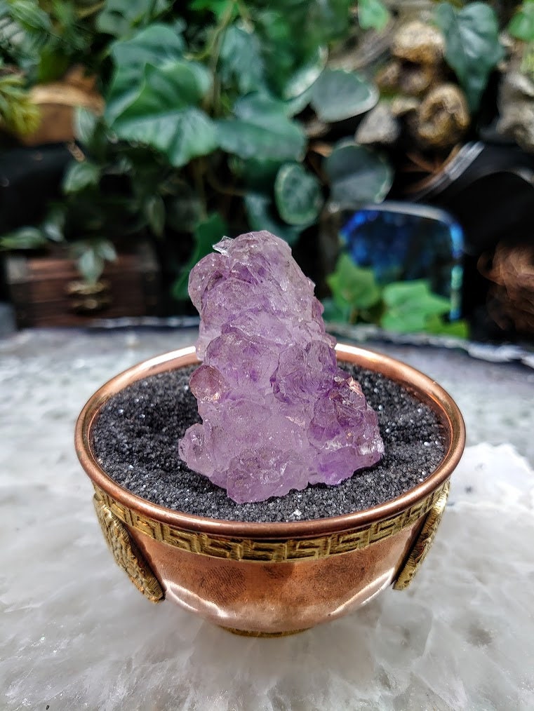 Amethyst Water Etched Cluster with Lepidocrocite Rutile from Karur, India for Meditation / 91.41g / Collection / Altar Decor