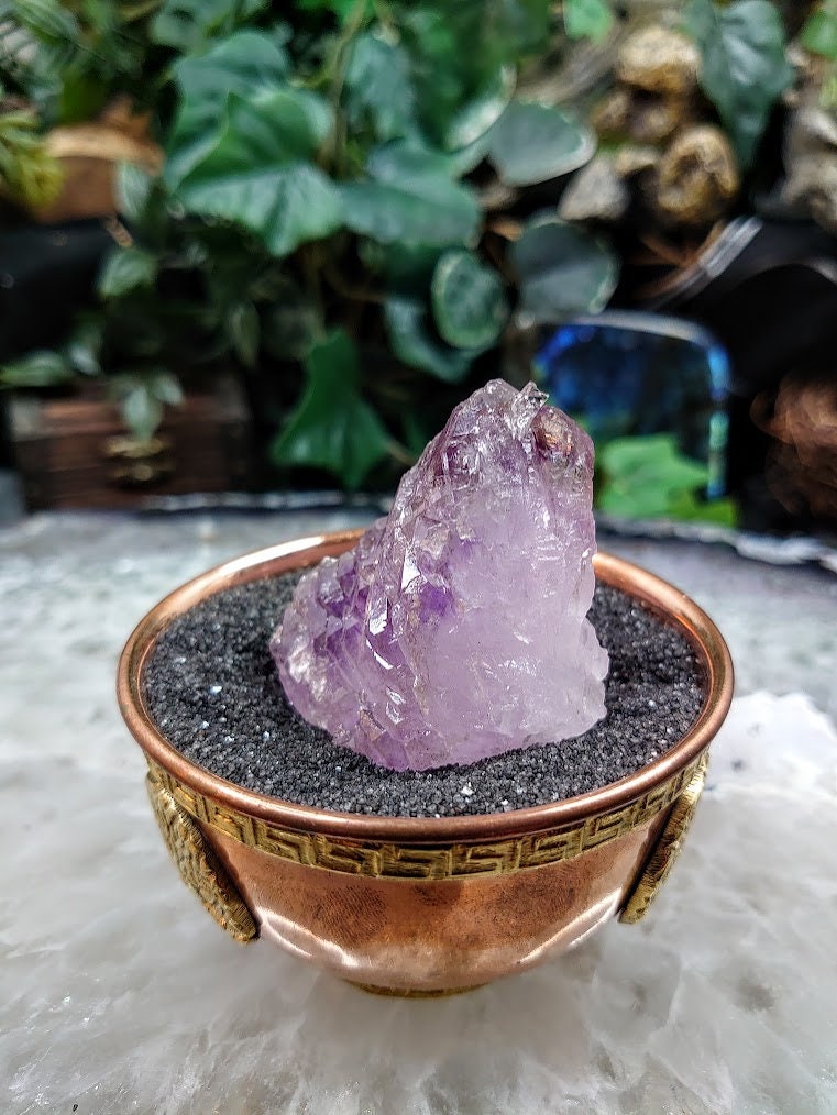 Amethyst Water Etched Cluster with Lepidocrocite Rutile from Karur, India for Meditation / 91.41g / Collection / Altar Decor