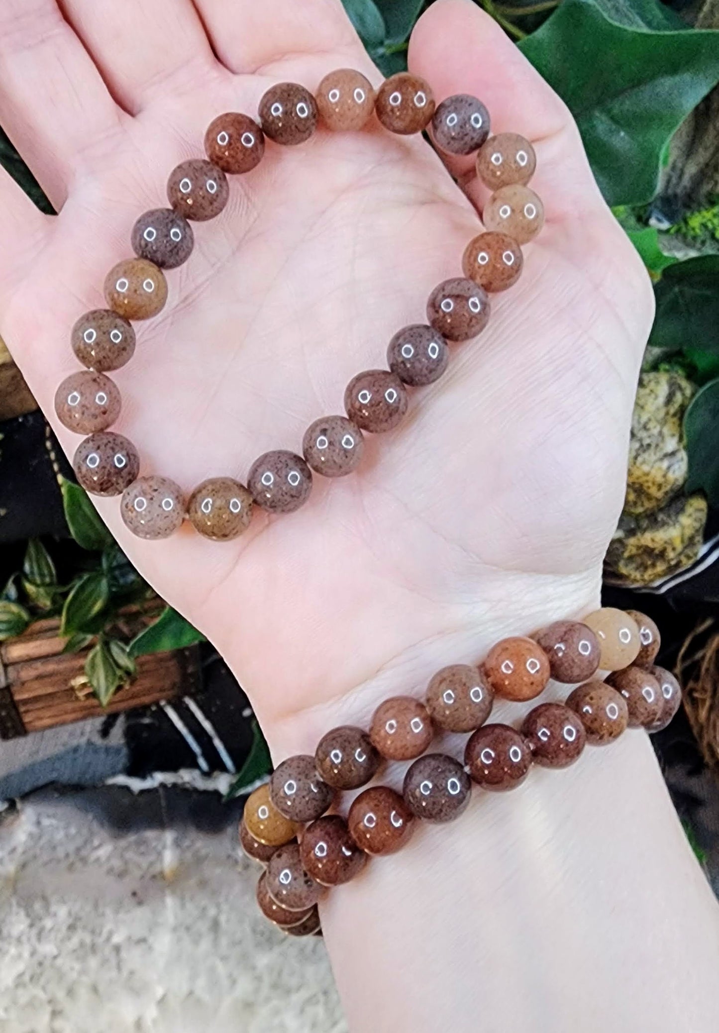 Purple Aventurine Gemstone Stretch Bracelet with 8mm Round Beads/ Handmade/ High Quality/ Heart and Crown Chakra