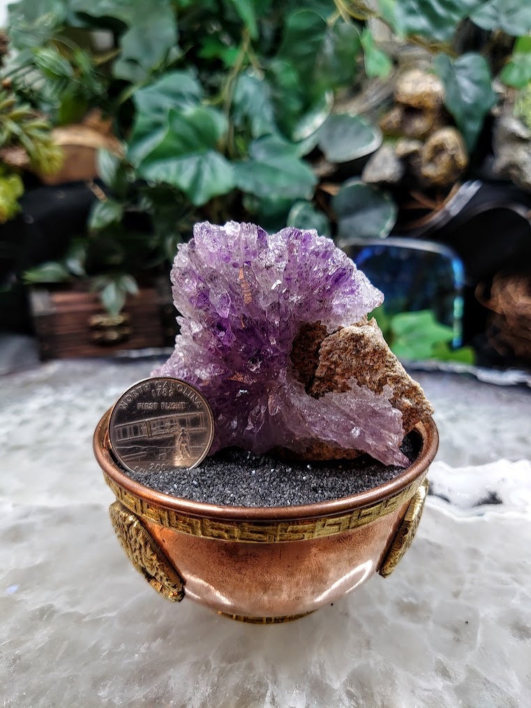 Amethyst Water Etched Cluster on Matrix from Karur, India for Meditation / 85.53g / Collection / Altar Decor
