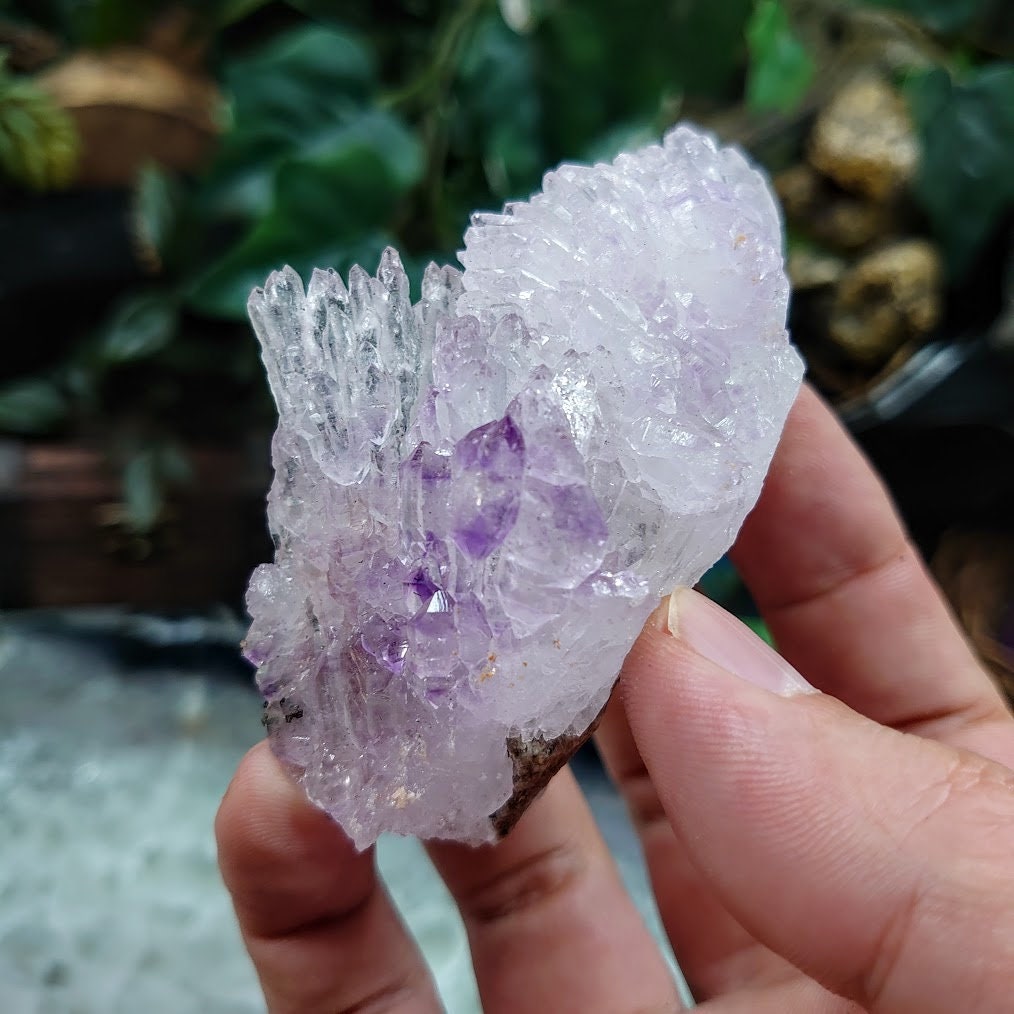 Quartz and Amethyst Water Etched Cluster from Karur, India for Meditation / 95.80g / Collection / Altar Decor