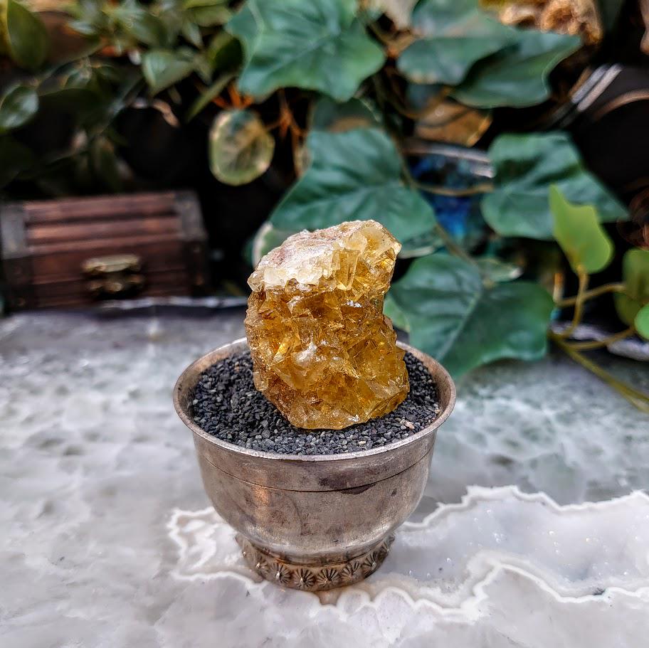 Golden Yellow Fluorite Cluster from Moscona Mine, Spain for Collection / 58.54g / Energy Work / Altar Decor / Meditation /