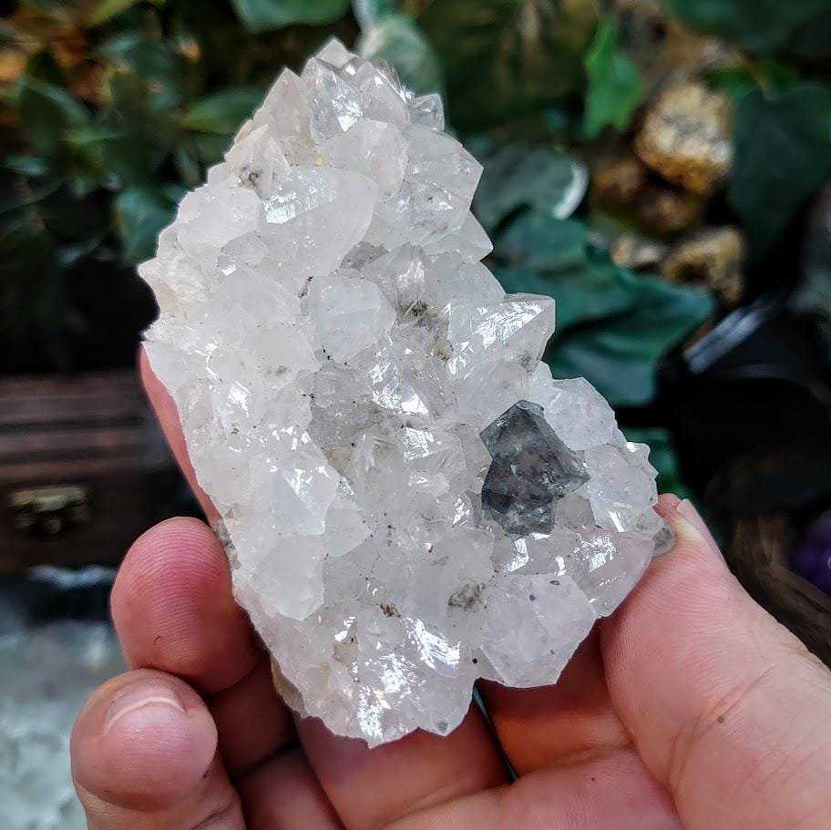 Milky Way Pocket Blue/Green Fluorite Cluster on Quartz, Diana Maria Mine, Rogerley Quarry From United Kingdom / 184g / Small Cabinet Size
