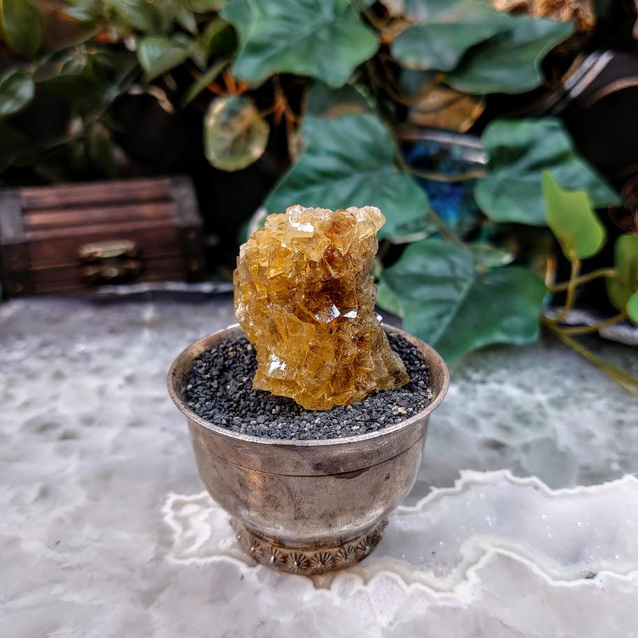 Golden Yellow Fluorite Cluster from Moscona Mine, Spain for Collection / 58.54g / Energy Work / Altar Decor / Meditation /