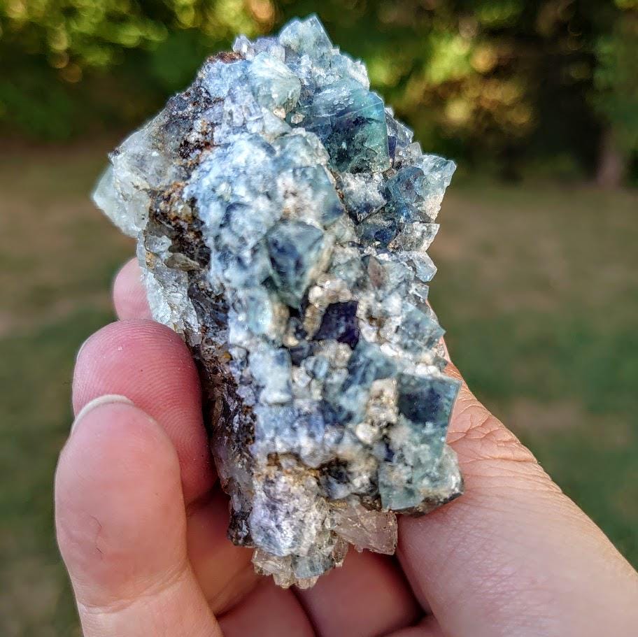 Milky Way Pocket Blue/Green Fluorite Cluster, Diana Maria Mine, Rogerley Quarry From United Kingdom / 118g / Small Cabinet Size