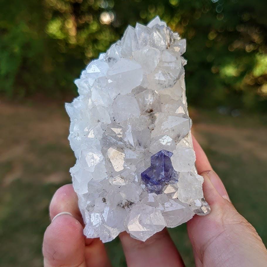 Milky Way Pocket Blue/Green Fluorite Cluster on Quartz, Diana Maria Mine, Rogerley Quarry From United Kingdom / 184g / Small Cabinet Size