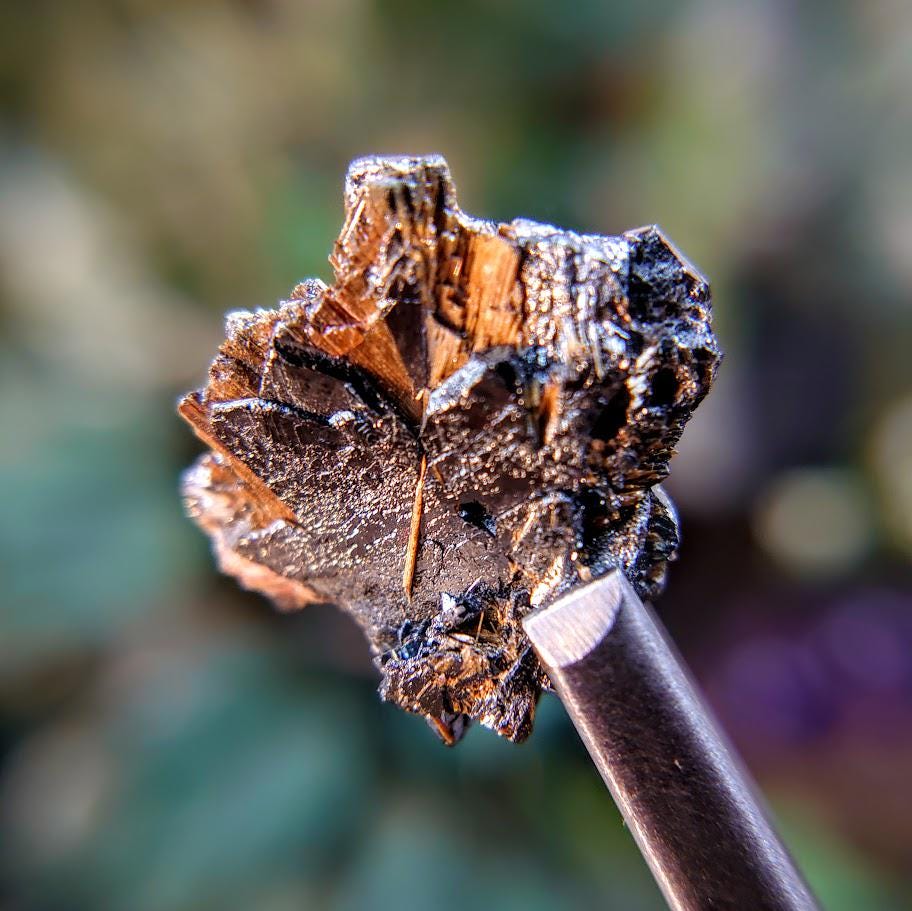 18.50ct Hematite Crystal with Exposed Golden Rutile from Novo Horizonte, Bahia, Brazil / Thumbnail Size / Collection / Whaaaaaat?!