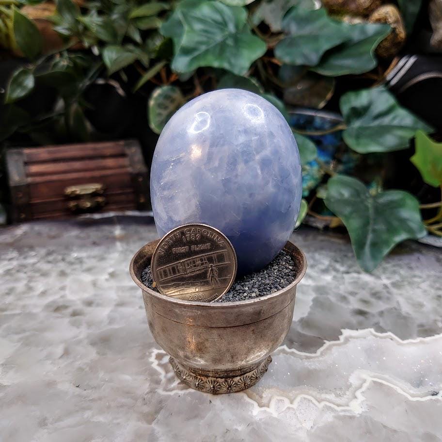 Blue Calcite Palmstone from Pakistan for Altar and Home Decor / Crystal Healing / Reiki / Collection