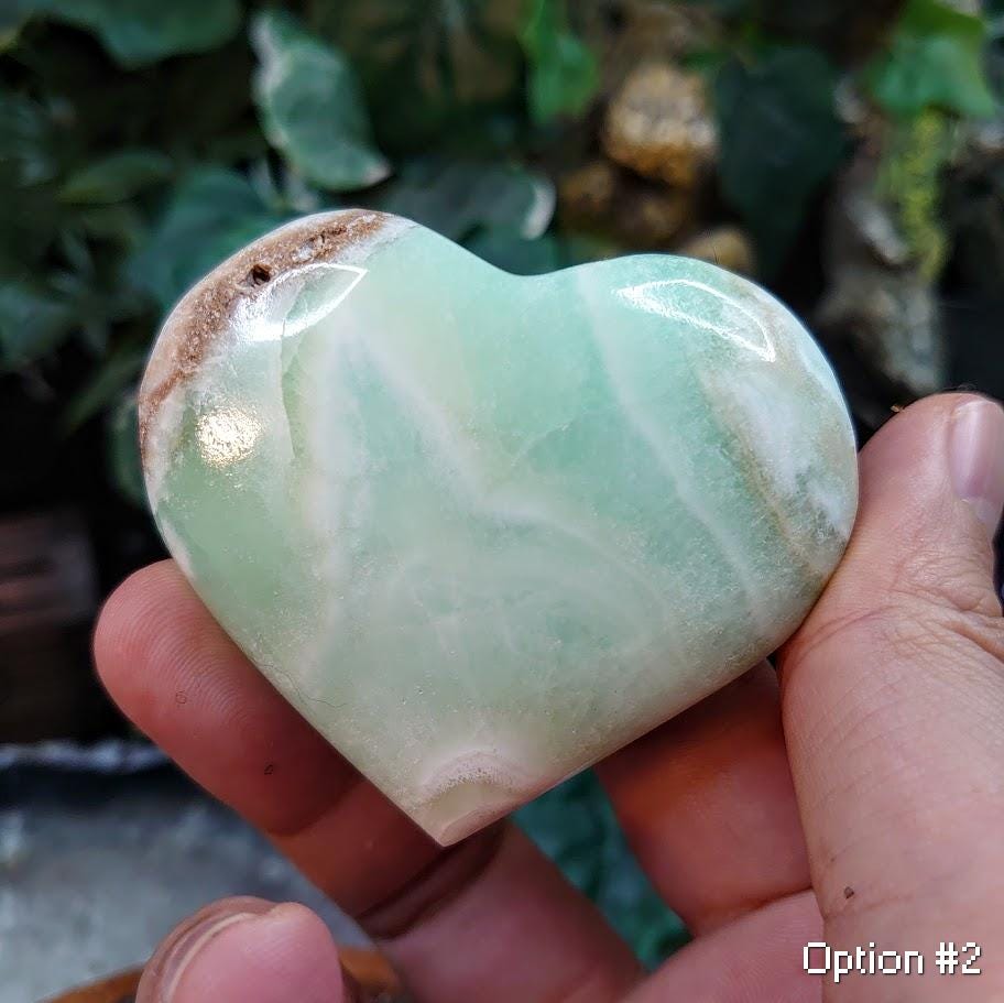Caribbean Calcite Polished Hearts from Pakistan for Crystal Healing/ Choose Your Stone! / Meditation / Body Work / Reiki