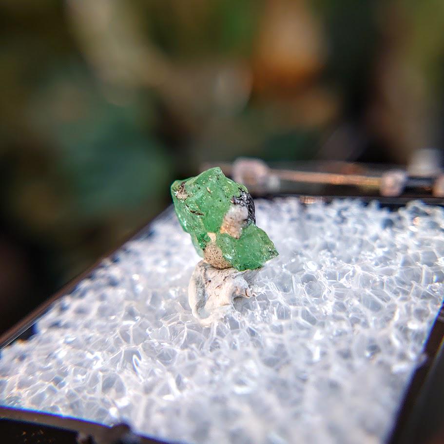 3.10ct Tsavorite Garnet Gemstone from Merelani Hills, Tanzania / Thumbnail Size / Plastic Perky Box / Collection / Emerald Green / Grossular