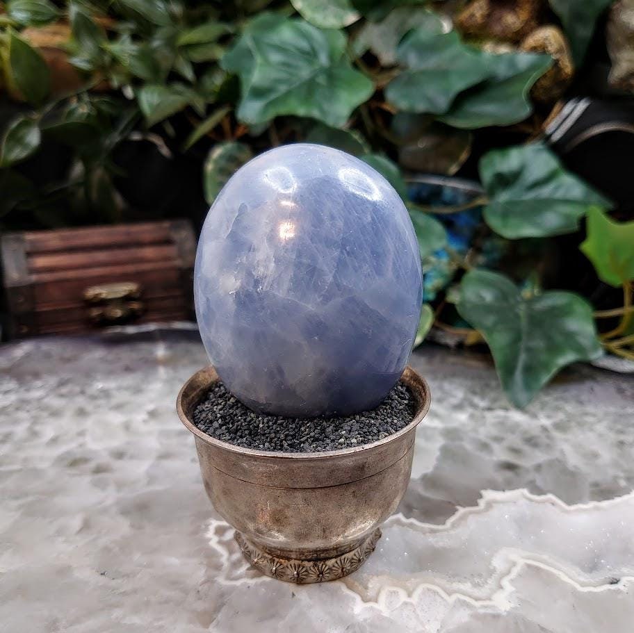 Blue Calcite Palmstone from Pakistan for Altar and Home Decor / Crystal Healing / Reiki / Collection