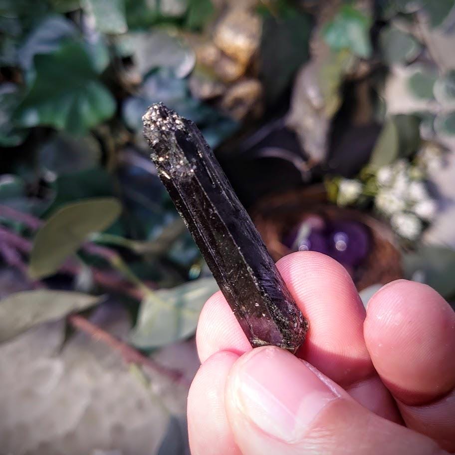 2" Glossy Black Aegirine Crystal Rod from Malawi, Africa for Crystal Healing / 16.37g / Home and Altar Decor / Negative Protection