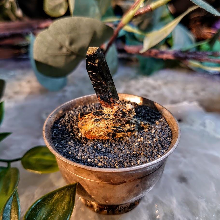 Glossy Black Aegirine Crystal from Malawi, Africa for Crystal Healing / 10.22g / Home and Altar Decor / Negative Protection