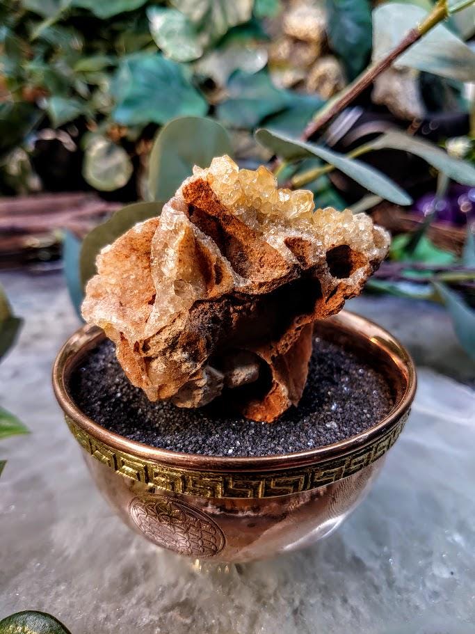 Natural Limonite Golden Healer Quartz/Citrine Cluster on Limestone from Zambia, Africa for Crystal Healing / 106.61g / Reiki / Home Decor