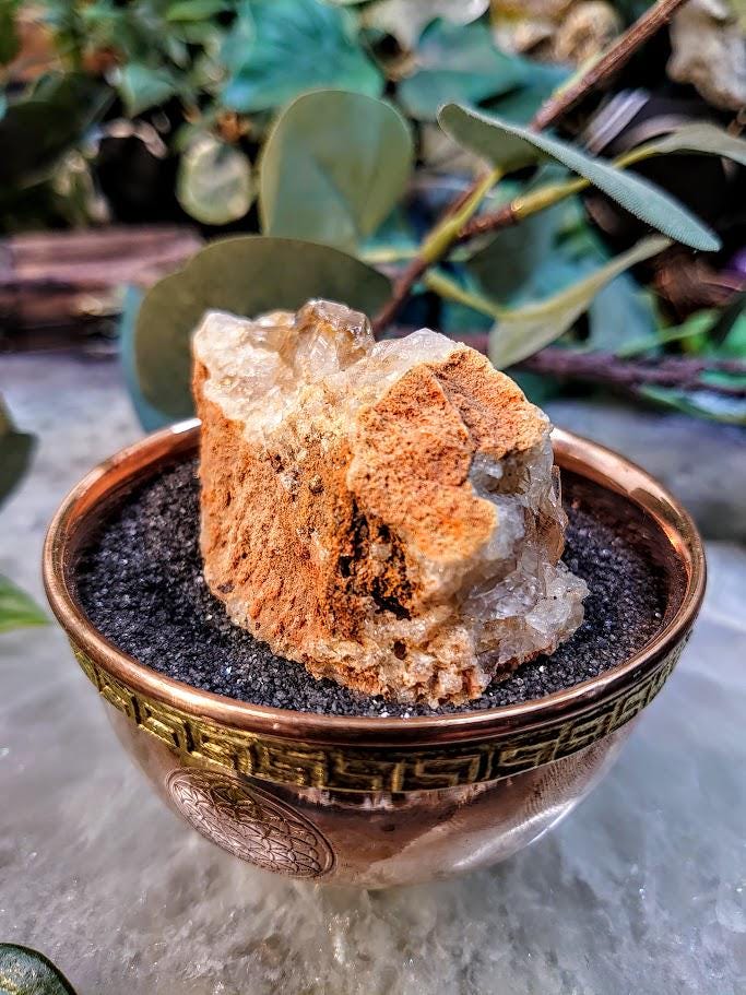 Natural Limonite Golden Healer Quartz/Citrine Cluster on Limestone from Zambia, Africa for Crystal Healing / 98.57g / Reiki / Home Decor