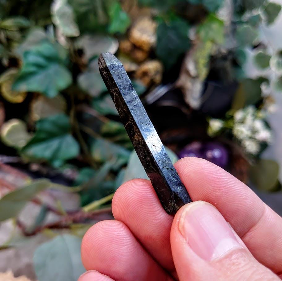 2" Glossy Black Aegirine Crystal Rod from Malawi, Africa for Crystal Healing / 4.86g / Home and Altar Decor / Negative Protection
