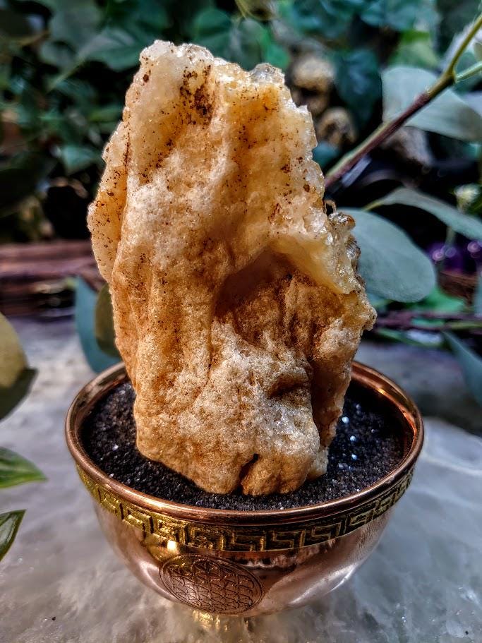 Natural Limonite Golden Healer Quartz/Citrine Cluster on Limestone from Zambia, Africa for Crystal Healing / 197g / Reiki / Home Decor