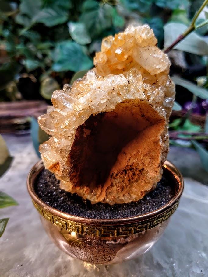 Natural Limonite Golden Healer Quartz/Citrine Cluster on Limestone from Zambia, Africa for Crystal Healing / 197g / Reiki / Home Decor