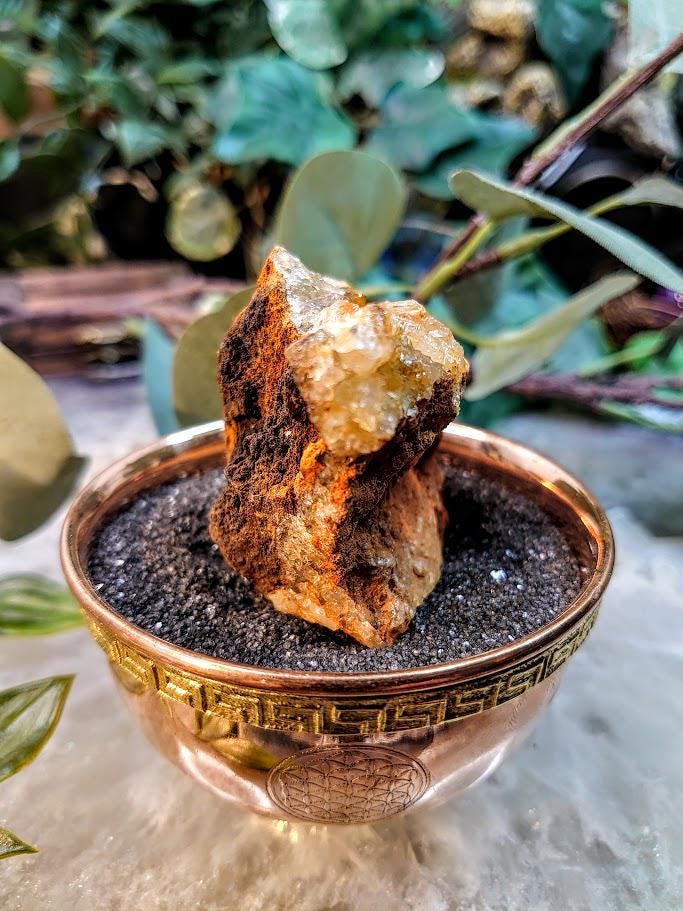 Natural Limonite Golden Healer Quartz/Citrine Cluster on Limestone from Zambia, Africa for Crystal Healing / 88.93g / Reiki / Home Decor