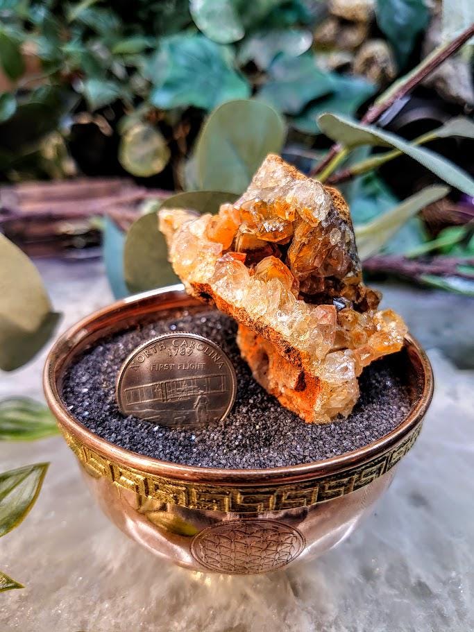 Natural Limonite Golden Healer Quartz/Citrine Cluster on Limestone from Zambia, Africa for Crystal Healing / 88.93g / Reiki / Home Decor