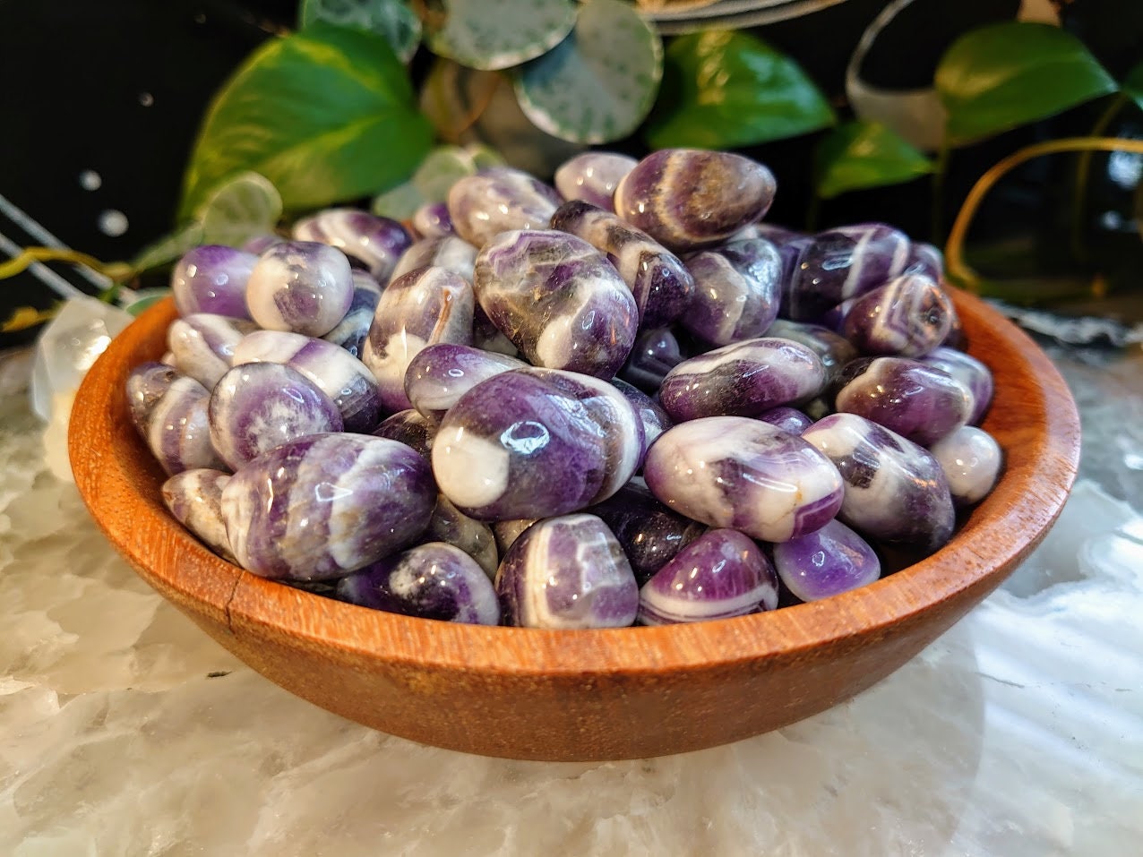 1"-1.5" Chevron Amethyst Tumbled Stone / Polished Pebble / for Crystal Healing & Grids/ Reiki/ Meditation/ Energy Work / Gifts