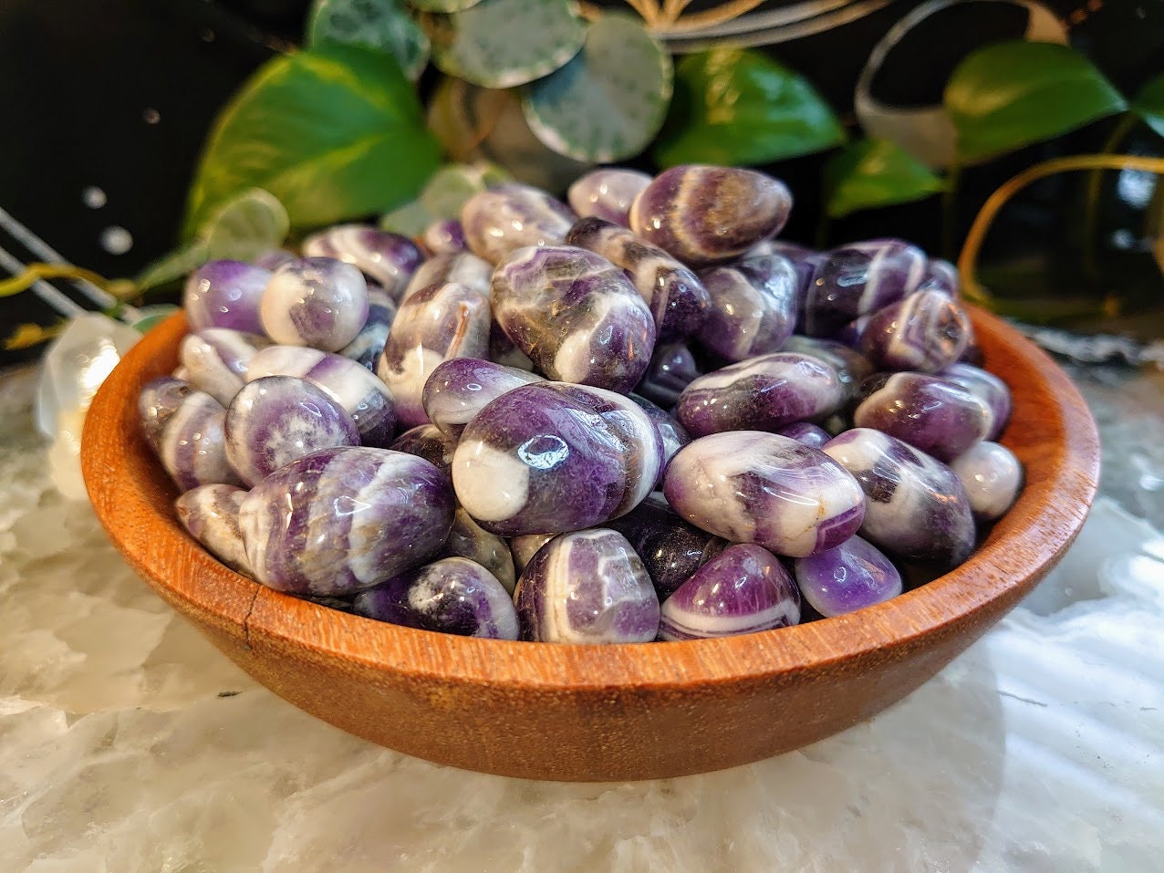 1"-1.5" Chevron Amethyst Tumbled Stone / Polished Pebble / for Crystal Healing & Grids/ Reiki/ Meditation/ Energy Work / Gifts