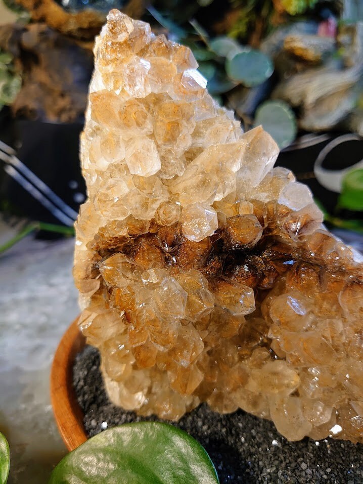880g Large Natural Limonite Quartz/Citrine Cluster with Phantoms from Zambia, Africa for Crystal Healing / Reiki / Home & Altar Decor