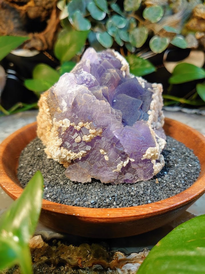 820g Blue Fluorite Cluster with Calcite from Balochistan Province, Pakistan / for Crystal Healing/ Meditation/ Gemstone Home & Altar Decor