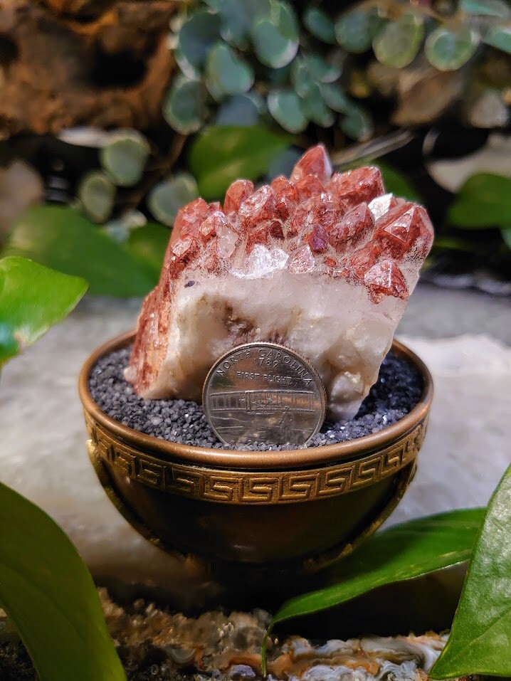 145g Fire Quartz Cluster with Phantoms / Hematoid Quartz for Crystal Healing / Meditation / Reiki / Home and Altar Decor