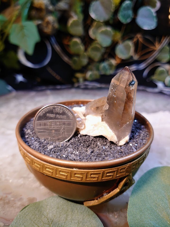 36.5g Natural Smoky Quartz Cluster on Feldspar from Malawi, Africa for Collection / Protection / Crystal Healing