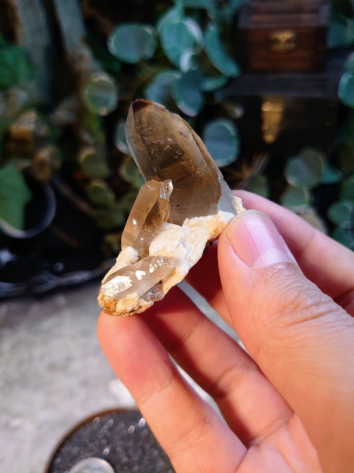 36.5g Natural Smoky Quartz Cluster on Feldspar from Malawi, Africa for Collection / Protection / Crystal Healing
