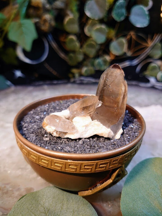 36.5g Natural Smoky Quartz Cluster on Feldspar from Malawi, Africa for Collection / Protection / Crystal Healing