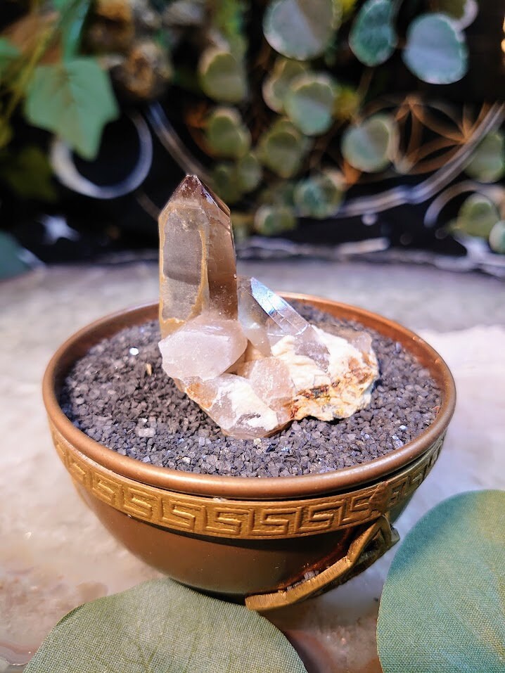 36.5g Natural Smoky Quartz Cluster on Feldspar from Malawi, Africa for Collection / Protection / Crystal Healing