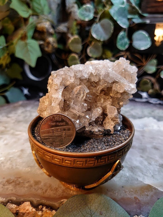 196g Quartz Cluster with Pyrite Inclusions and Calcite from Morocco for Home & Altar Decor / Collection / Energy / Gifting / ISH#003