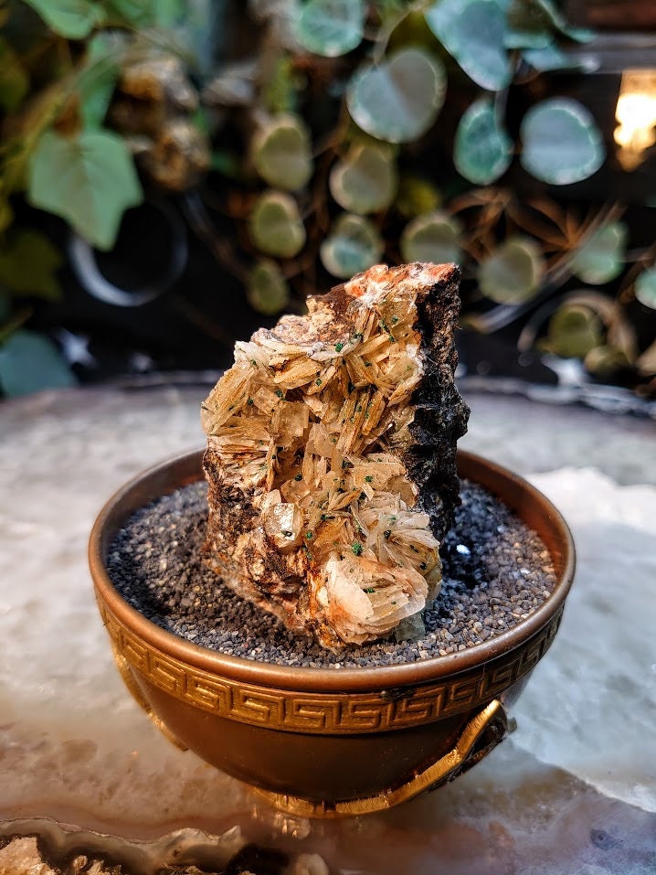 112g Barite with Fluorite and Malachite Specimen on Matrix from Morocco for Home and Altar Decor / Collection / Crystal Healing / ISH#015