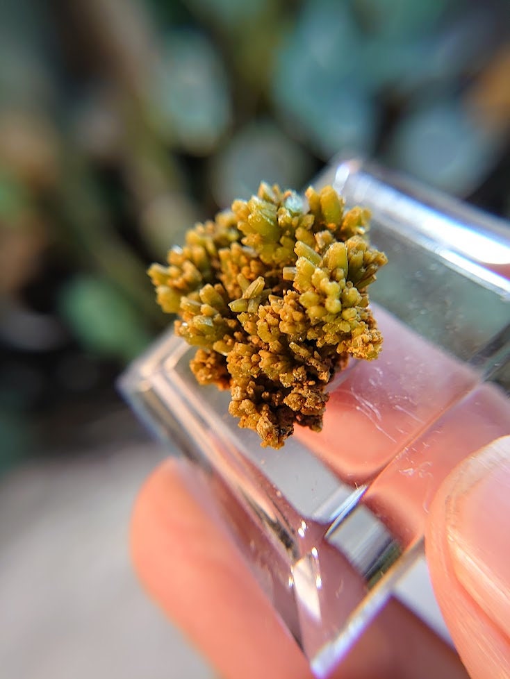 Green Pyromorphite on Calcite from China / Thumbnail Specimen / for Desk Decor / Meditation / Reiki / Collection
