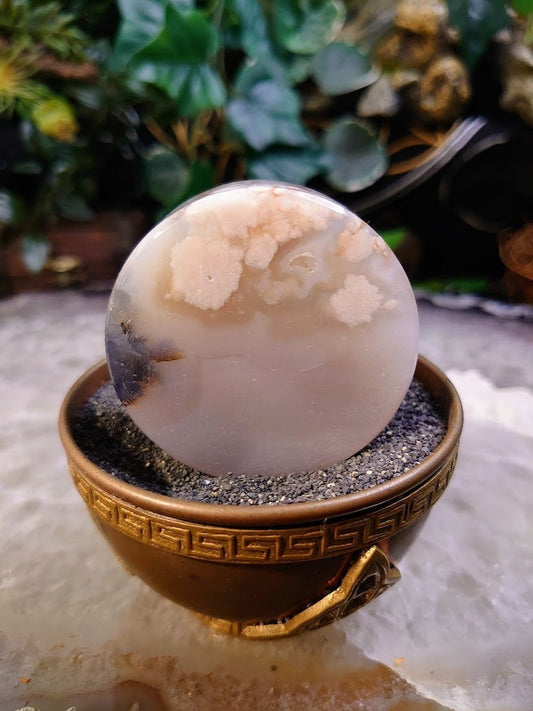 2.25" Flower Agate Disc for Crystal Healing / Reiki / Meditation / 103.74g / Candles / Home and Altar Decoration