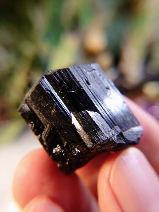 Glossy Black Tourmaline with Termination  / Schorl Crystal From Madagascar / 45.94g / Thumbnail Specimen / Desk Decor / Reiki / Collection