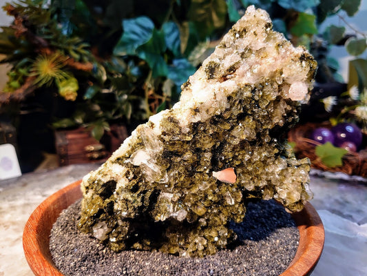 Lovely Sparkling Quartz and Epidote Druzy from Turkey for Crystal Healing / 449g / Mineral Collection /  Cabinet Specimen