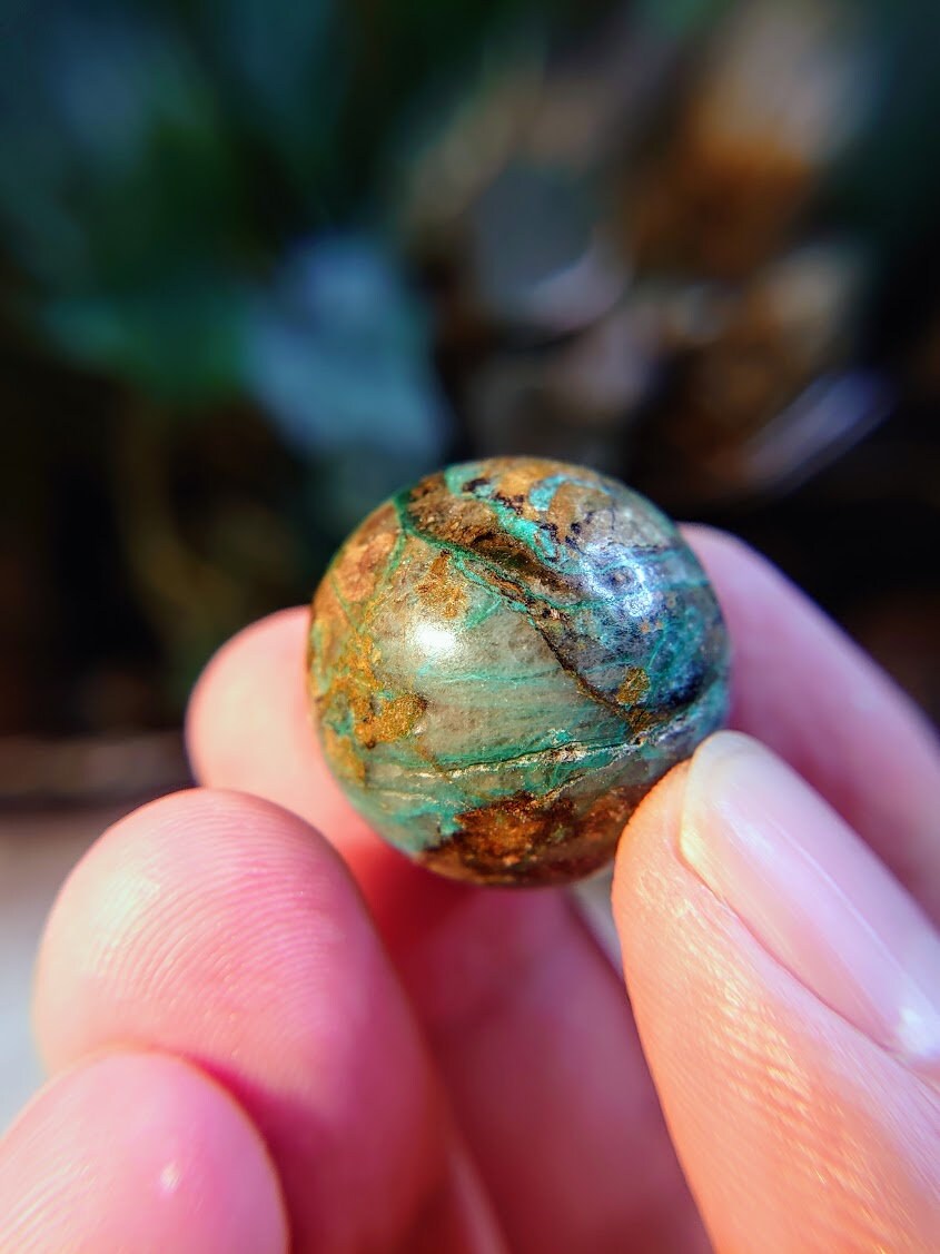 1" Chrysocolla & Shattuckite Sphere from Kaokoveld, Namibia for Altar and Home Decor / 24.46g / Crystal Healing / Reiki / Collection
