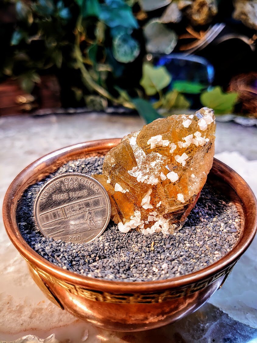 Golden Yellow Fluorite Cluster with Barite From Moscona Mine, Spain for Collection / 71.83g / Energy Work / Altar Decor / Meditation /