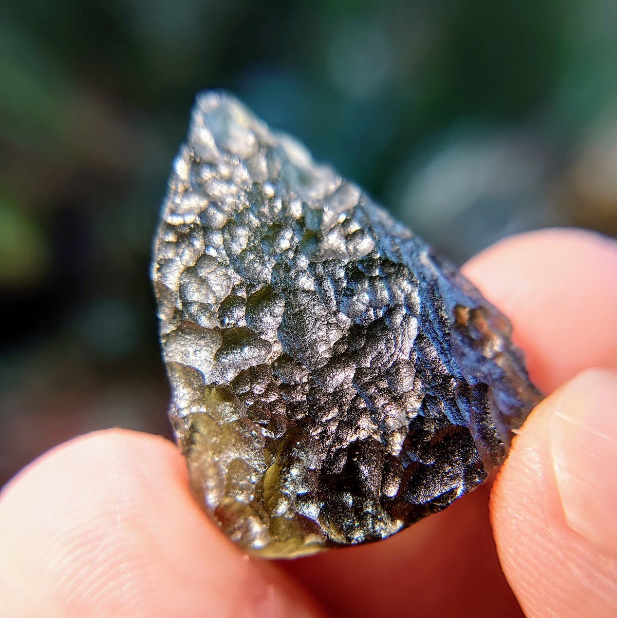 34ct Moldavite Crystal from Nesměň, Ločenice, České Budějovice District, South Bohemian Region, Czech Republic for Collection / Tektite