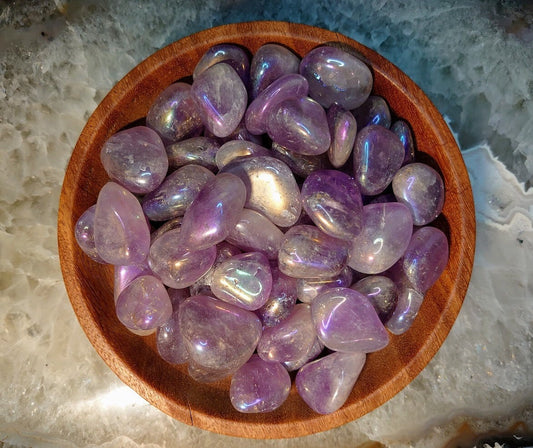 Aura Amethyst Tumbled Stone from Brazil / Polished Pebble/ for Crystal Healing & Grids/ Reiki/ Meditation/ Unicorn Poop / Gifts