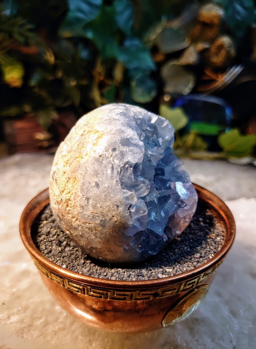 2 3/8"Hand Polished Celestite 'Sphere' from Madagascar for Altar Decor / Crystal Healing / Reiki / Meditation / Collectors / Gifting