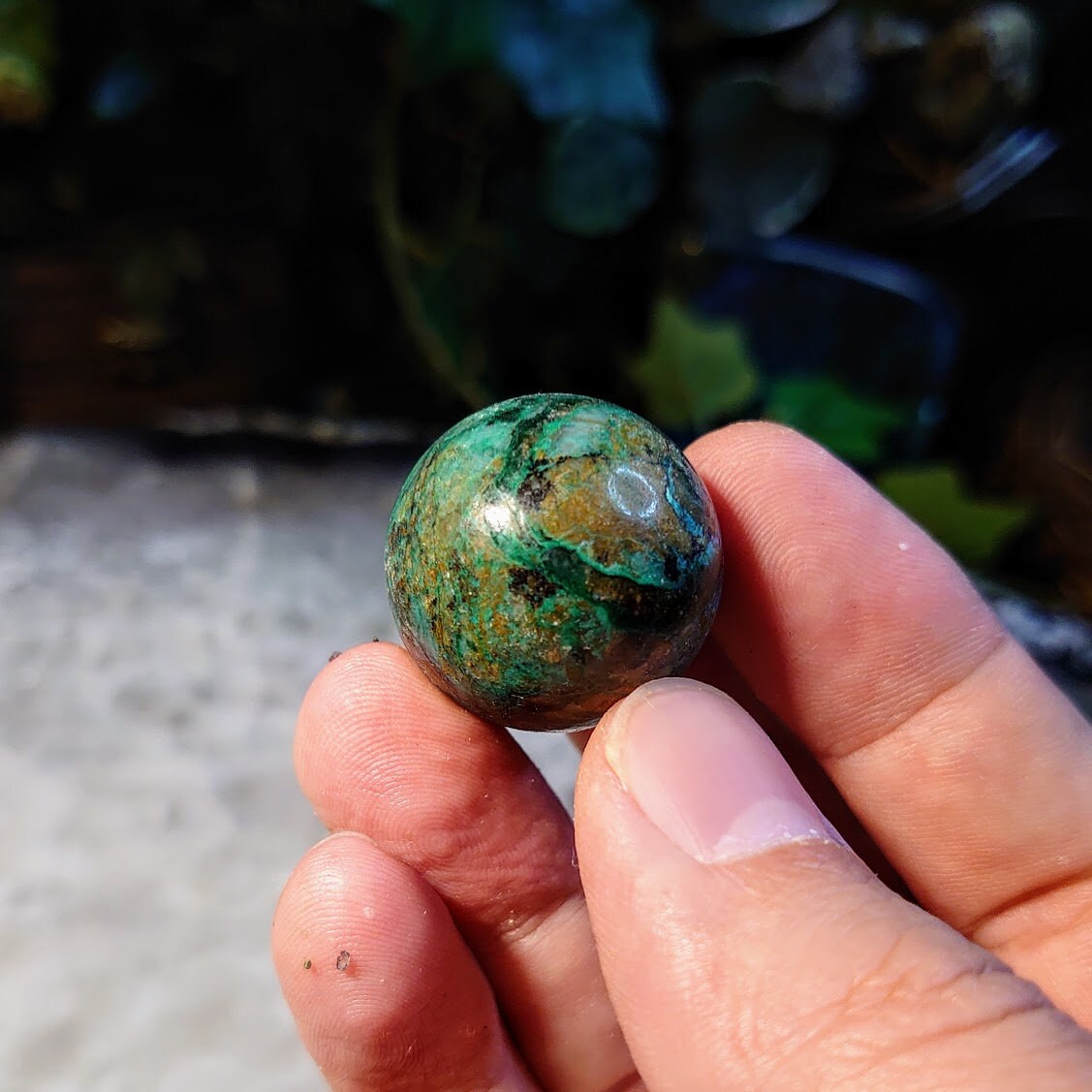 1" Chrysocolla & Shattuckite Sphere from Kaokoveld, Namibia for Altar and Home Decor / 24.46g / Crystal Healing / Reiki / Collection