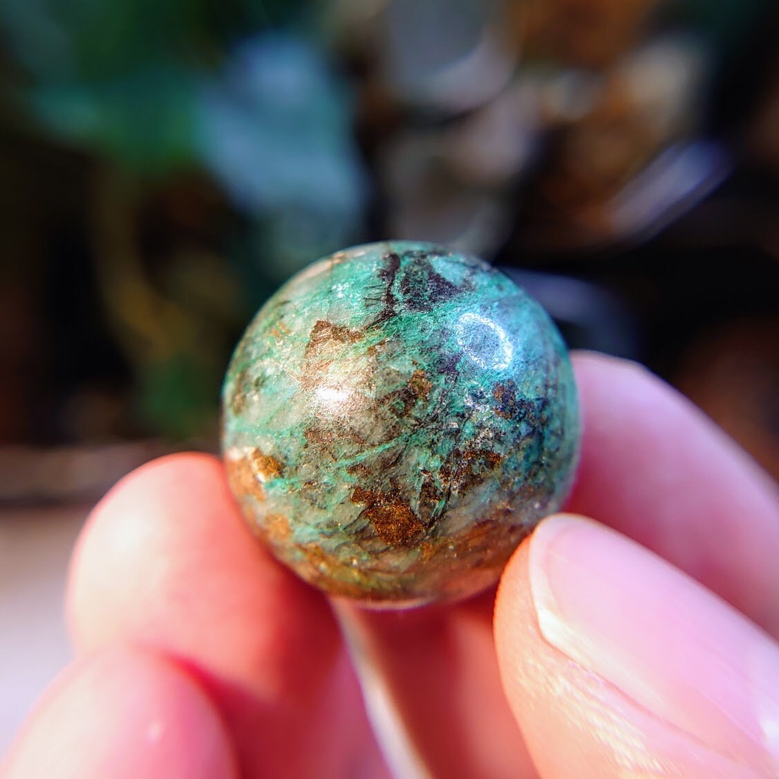 1" Chrysocolla & Shattuckite Sphere from Kaokoveld, Namibia for Altar and Home Decor / 24.46g / Crystal Healing / Reiki / Collection