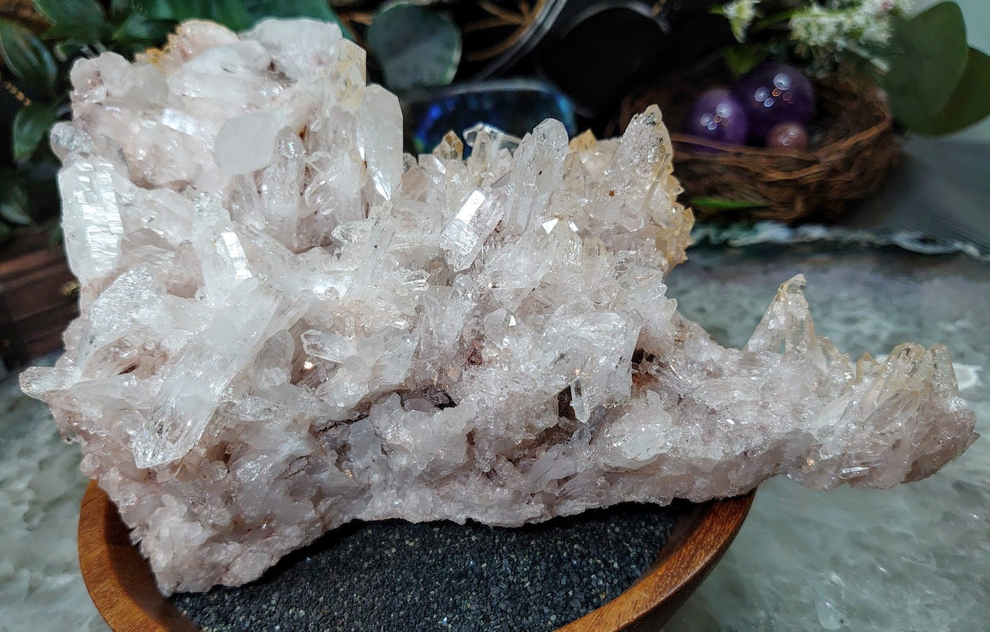 Large Colombian Orange & Pink Quartz Cluster with Halloysite Inclusions / 1,570g / Lithium / Mango Quartz / Cabinet Size Specimen