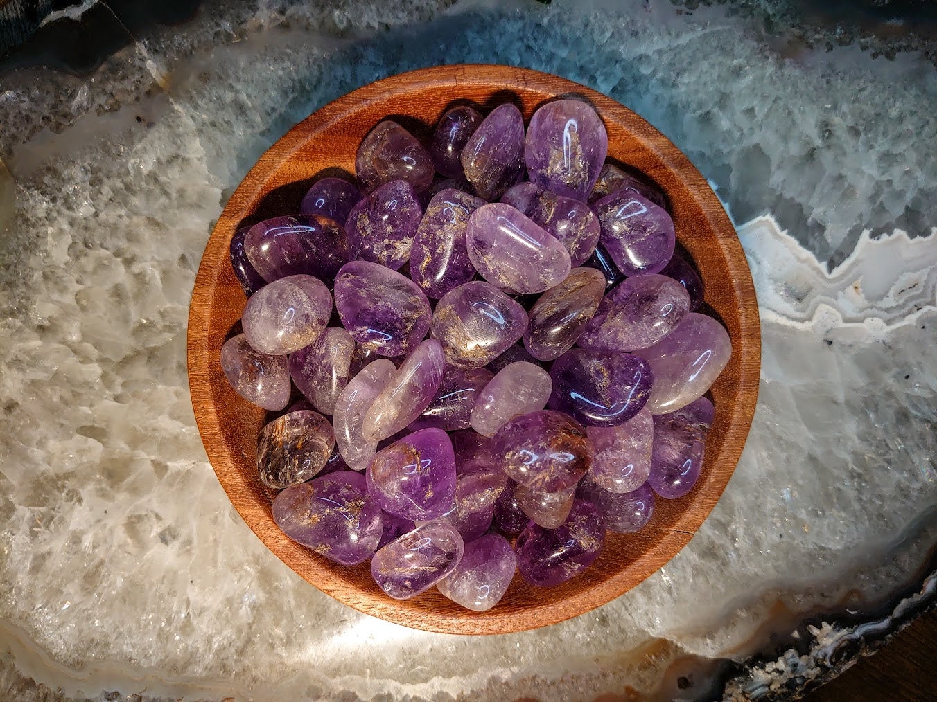 Amethyst Tumbled Stone with Iron Inclusions / Polished Pebble / for Crystal Healing & Grids / Reiki / Meditation / Energy Work / Gifts
